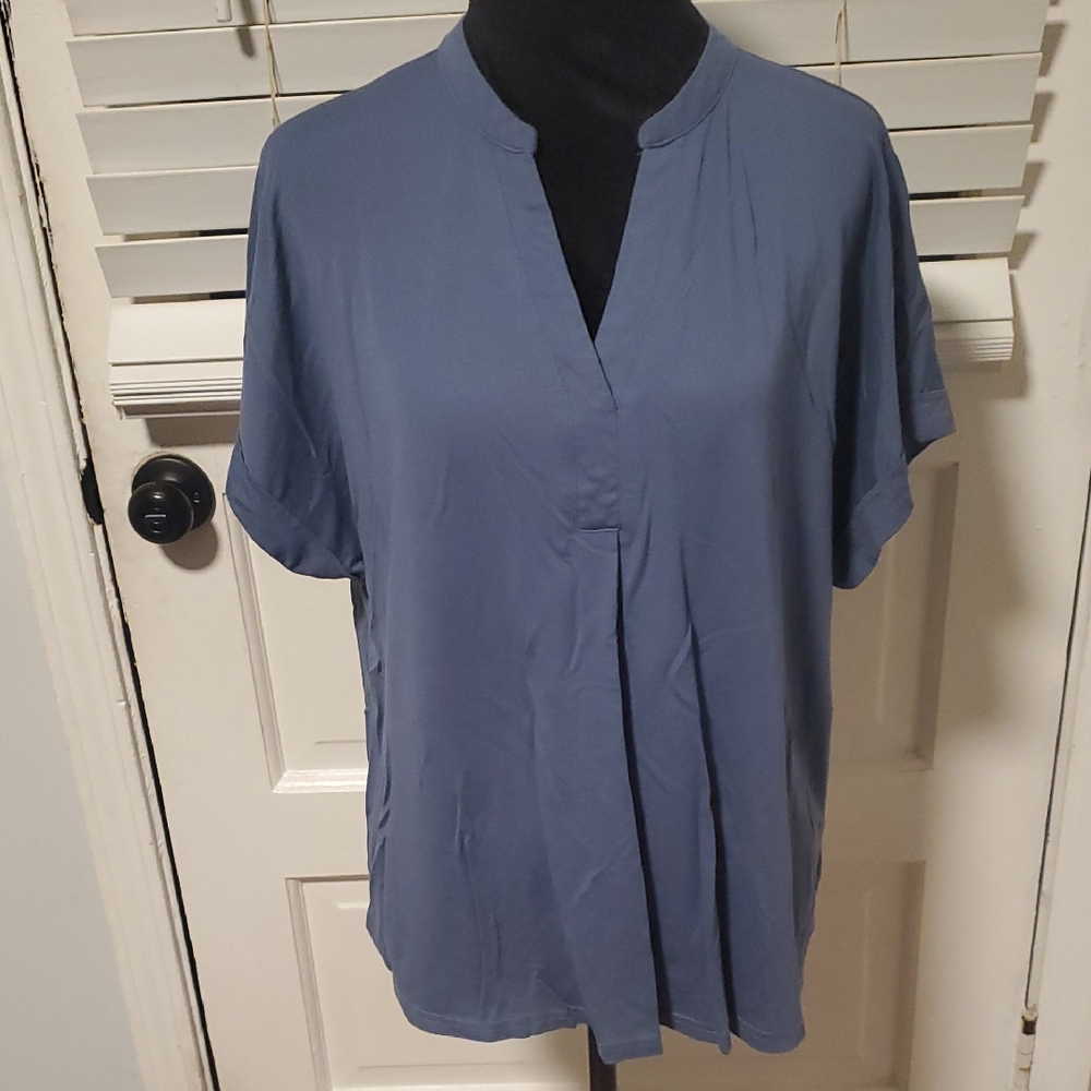 Gaharu Chic Women's Blue Short Sleeve Blouse